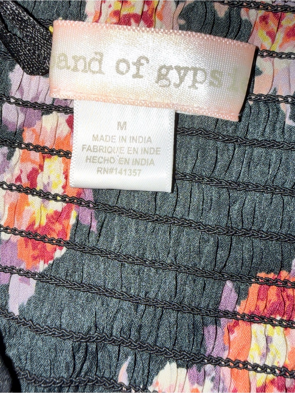 Band of Gypsies Black Coral Floral Strapless Wide Leg Jumpsuit Size M - Picture 7 of 10